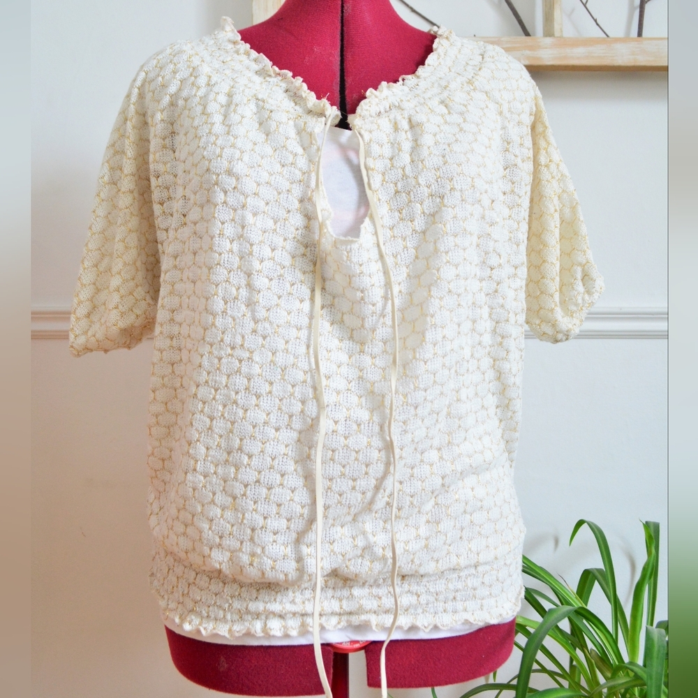 PROMO B2G1F - Cream Textured Women Top - Medium
